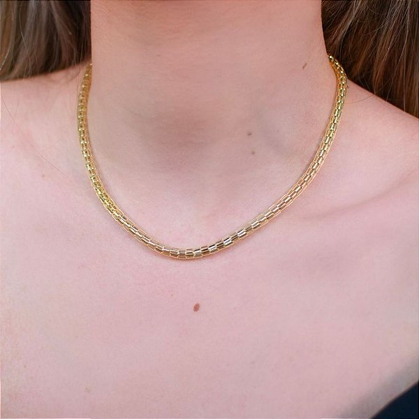 COLAR DIAMANTADO EM BANHO DE OURO 18K