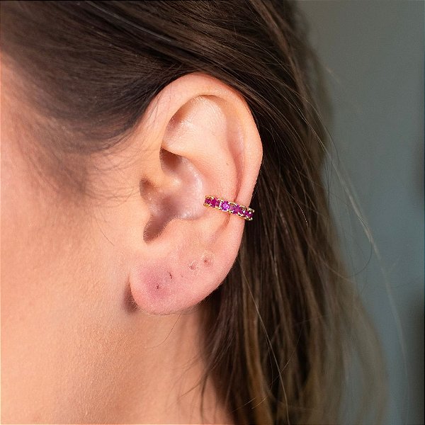 PIERCING FAKE RUBI EM BANHO DE OURO 18 K