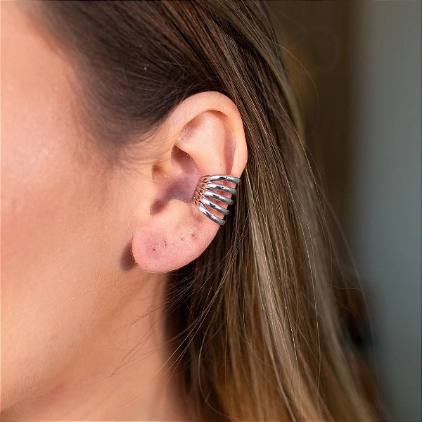 PIERCING FAKE FILETADO LISO EM BANHO DE RÓDIO BRANCO