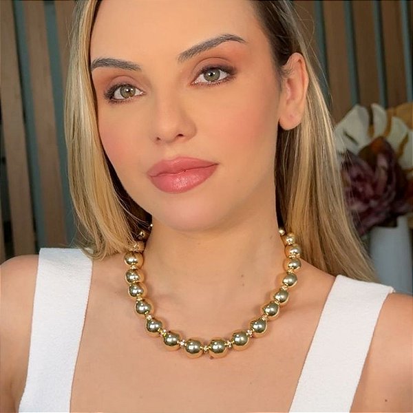 COLAR ESFERA  EM BANHO DE OURO 18 K