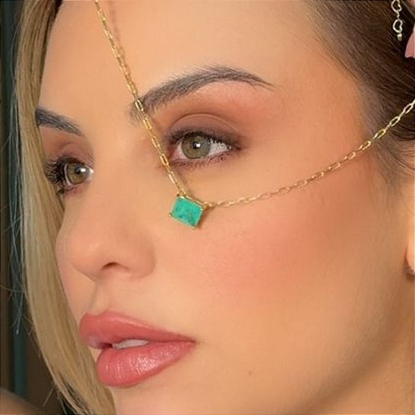 COLAR TURMALINA VERDE CARTIER EM BANHO DE OURO 18K