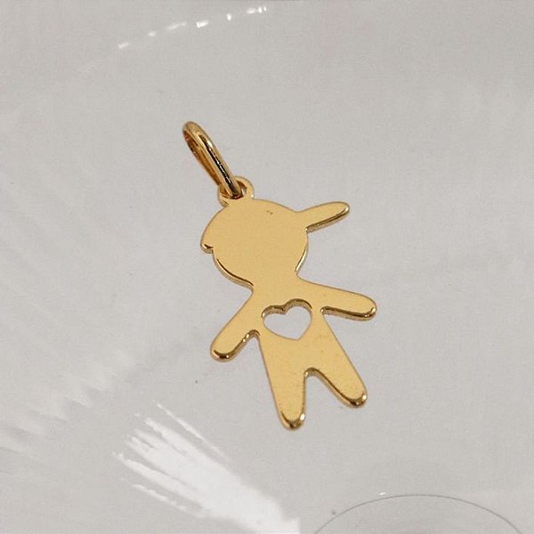 PINGENTE MENINO CORAÇÃO EM BANHO DE OURO 18K