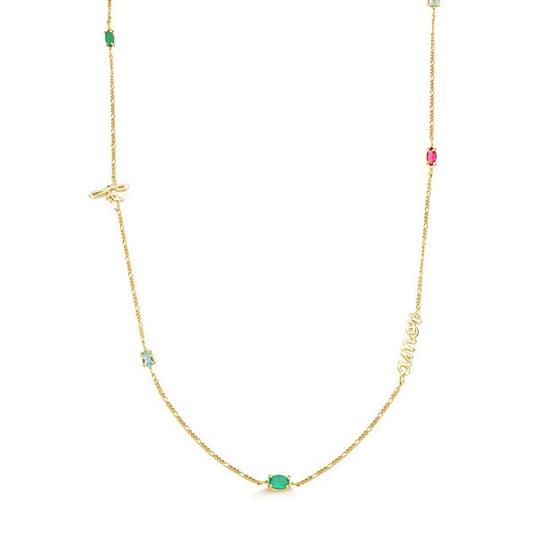 COLAR  LONGO FÉ E AMOR  EM BANHO DE OURO 18K