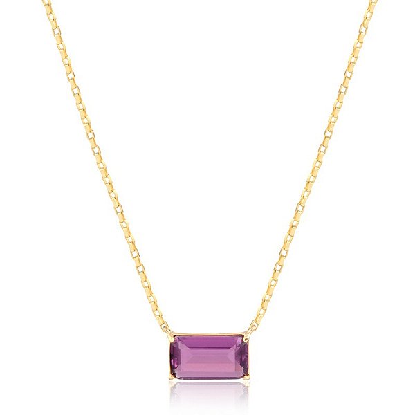COLAR AMETISTA EM BANHO DE OURO 18K