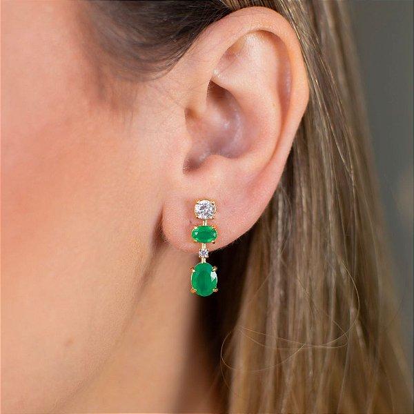 BRINCO VERDE JADE COM CRISTAL