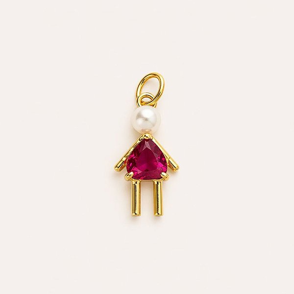 PINGENTE FILHA RUBI EM BANHO DE OURO 18K