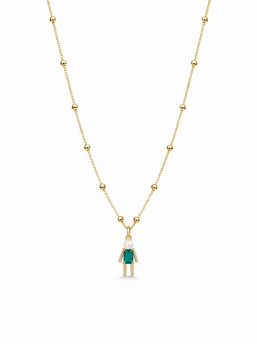 COLAR BAMBINO TURMALINA VERDE FIO BOLINHA