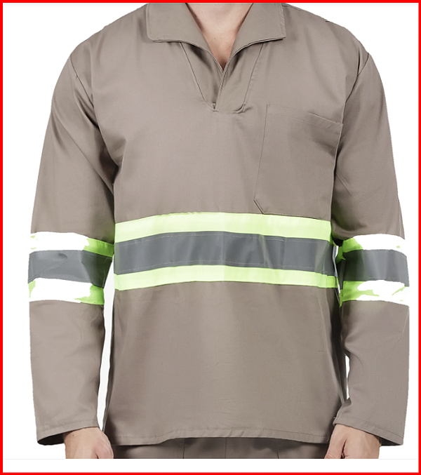 CAMISA BRIM M/L COM REFLETIVO CINZA