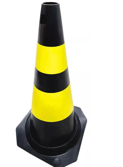 CONE RIGIDO "TUBO CÔNICO" PRETO/AMARELO - 50 CM - PLT