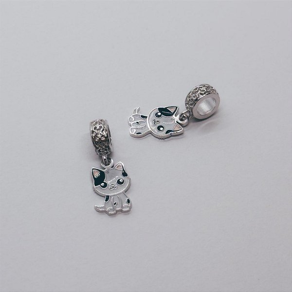 Berloque Gatinho Ródio Branco