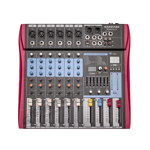 Mesa de Som 8 Canais MS802 Eux Interface e Bluetooth