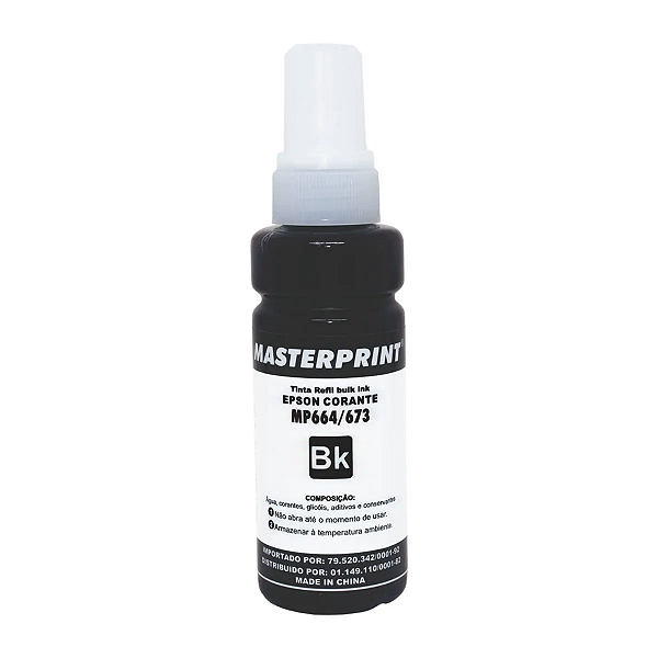 Refil De Tinta Epson 664 / 673 Compatível Masterprint 100ml Preto