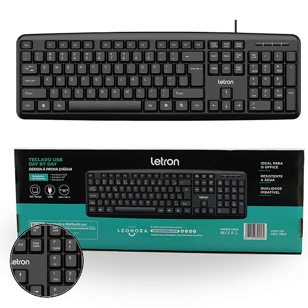 Teclado Usb Padrão Day by Day Preto Letron