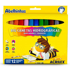 Caneta Hidrográfica 12 Cores Jumbo Acrilex