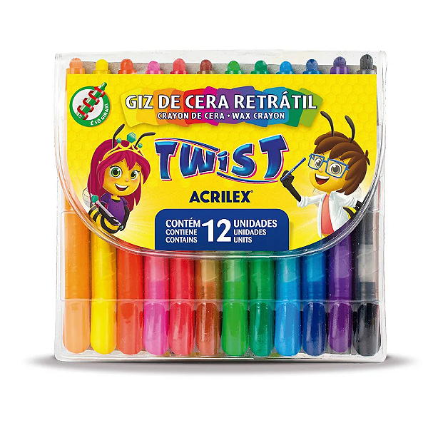 Giz de Cera Retrátil 12 Cores Twist Acrilex