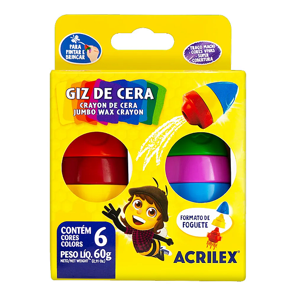 Giz de Cera Foguete 6 Cores Sortidas Acrilex