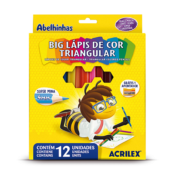 Big Lápis de Cor Triangular 12 cores - Acrilex