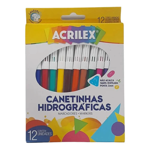 Canetinha Hidrográfica Acrilex 12 Cores