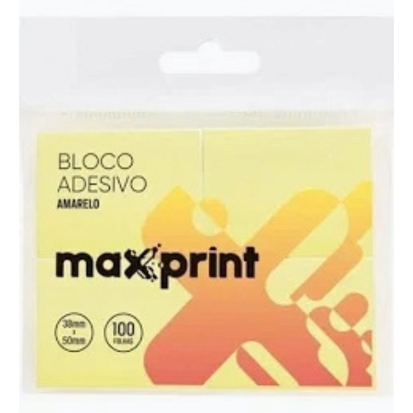 Bloco Adesivo 38x50mm Amarelo 400 Folhas C/ 4 Unidades Maxprint