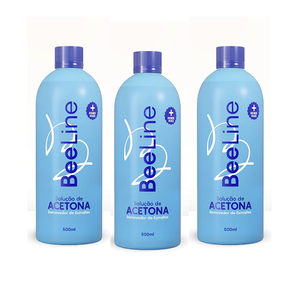 Bee line removedor de esmalte a base de acetona 500ml kit com 3 unidades