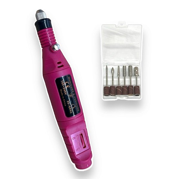 Lixadeira Unha Lixa Elétrica Profissional Bloco Motor Bivolt Rosa
