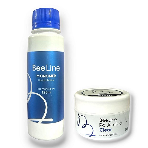 Kit Pó acrílico Nude Clear Pink para unhas mais Monomer Bee line