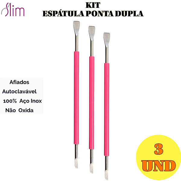 Kit 3 und Espátula Ponta Dupla emborrachada manicure instrumento 105