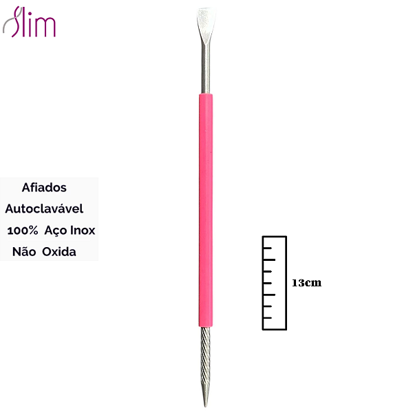 Espátula Mista emborrachada manicure Açox inox