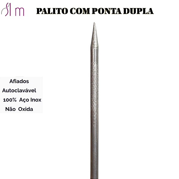 Palito para cutícula com ponta Dupla Açox inox