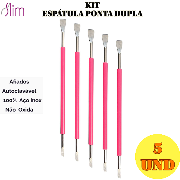 Kit 5 und Espátula Ponta Dupla emborrachada manicure instrumento 105