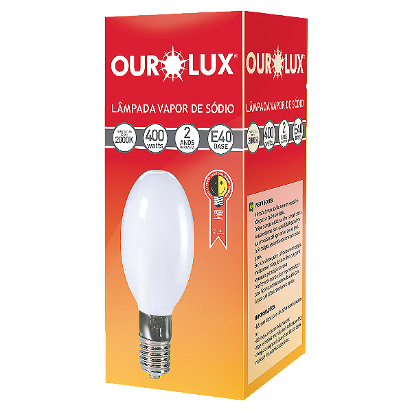 Lâmpada Sódio Ovoide 400W E40 Ourolux.