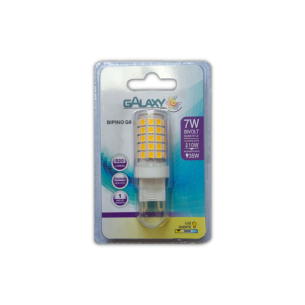 Lâmpada LED G9 7W 3000K branco quente bivolt.
