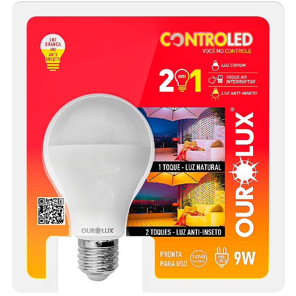 Lâmpada Inteligente Controled 9W 2 em 1 Anti-Inseto bivolt.