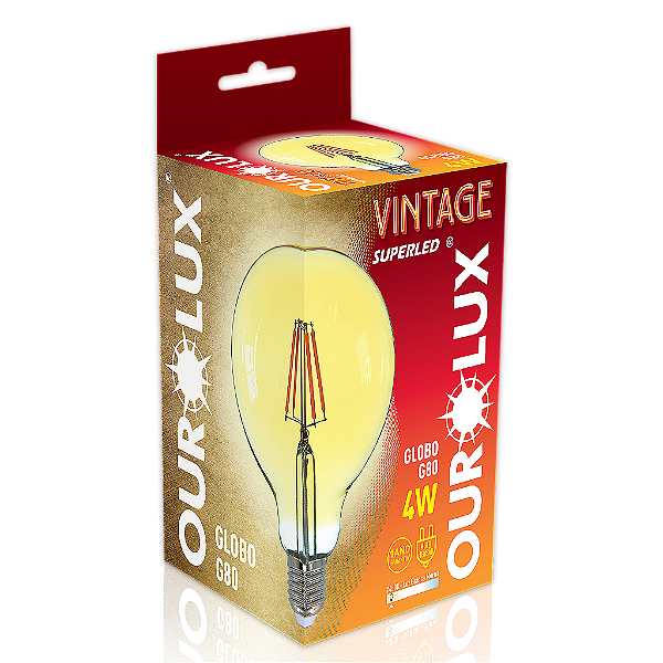 Filamento Superled Globo G80 4W bivolt 2400K.