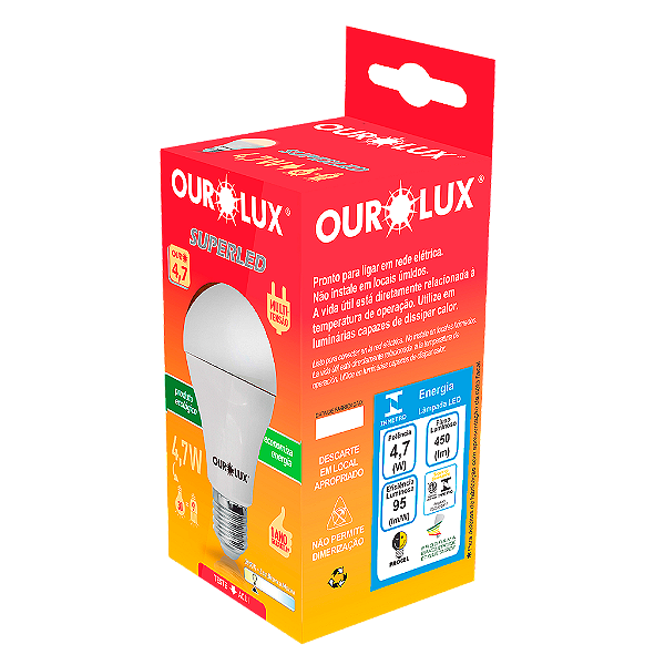 Lâmpada Superled Ouro 4,7W bivolt 3000K.