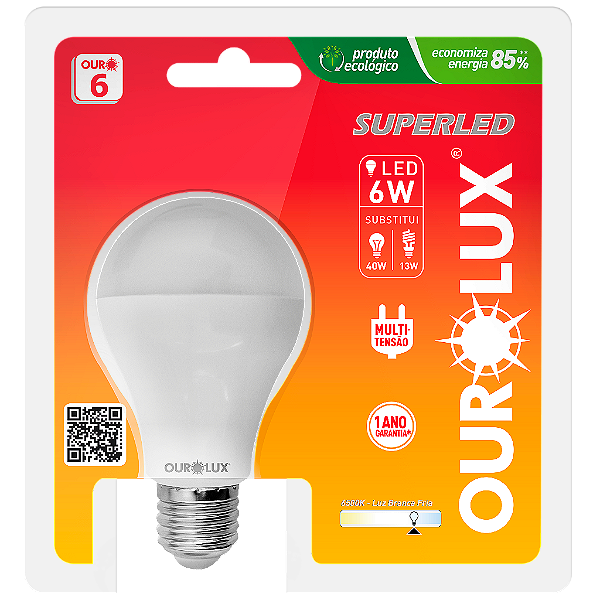 Lâmpada Superled Ouro 6W bivolt 6500K.