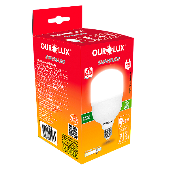 Lâmpada Superled Alta Potência T 30W Bivolt 6500K E27.