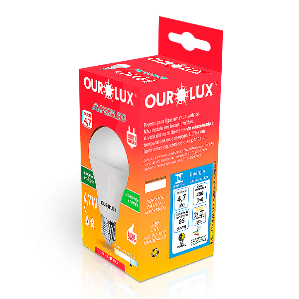 Lâmpada Superled Ouro 4,7W Bivolt 6500K.