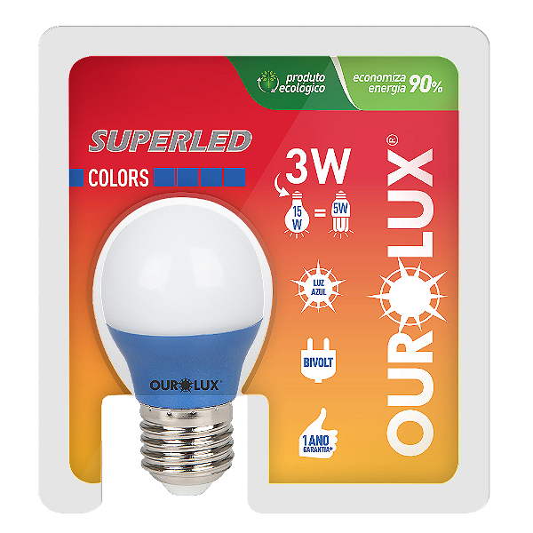 Lâmpada Superled S30 Colors 3W Bivolt Azul.