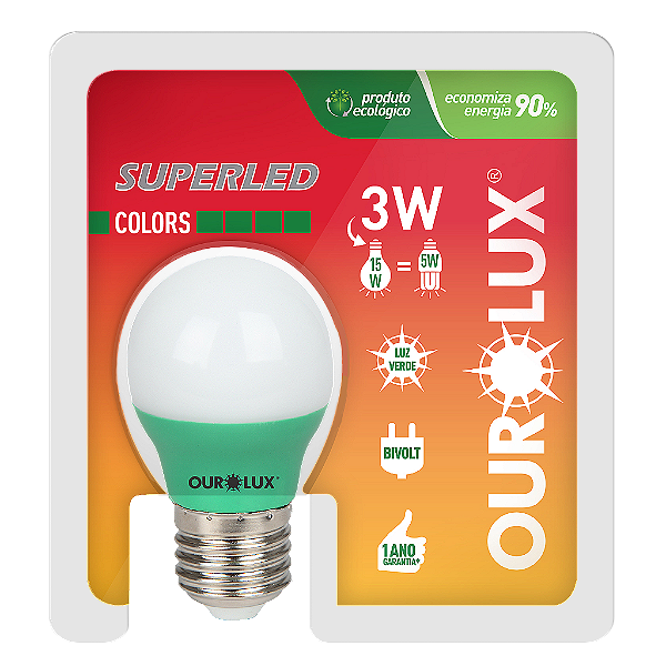 Lâmpada Superled S30 Colors 3W Bivolt Verde.
