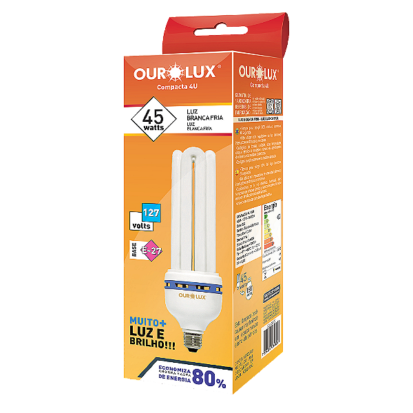 Lâmpada Fluorescente 4U 45W 127V 6400K.