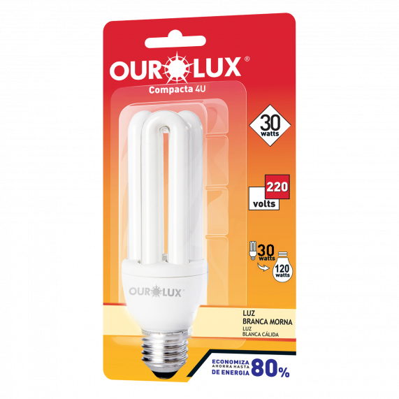 Lâmpada Fluorescente 4U 30W 220V 2700K.