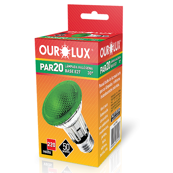 Lâmpada Halógena PAR20 50W 220V 30º Verde.