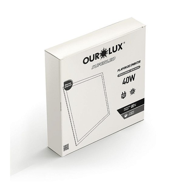 Plafon Superled de Embutir 62X62 40W bivolt 2700K.