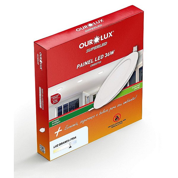 Plafon Superled Embutir 36W Bivolt 6500K Redondo Ø 40cm.