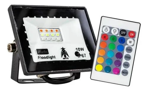 Refletor com memória holofote LED 10W IP67 A Prova D'Água RGB Multicolorido bivolt.