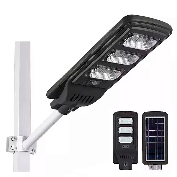 Luminária Pública de poste solar 60W LED SMD com sensor e controle IP66.