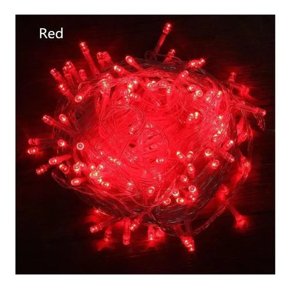 Pisca de Natal 100 Leds Vermelho 8 Funções 10 Metros fio transparente 127V.