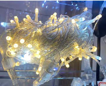 Pisca 100 LEDS Branco quente e fio Transparente Ø1,8mm com 20 Strobos brancos IP65 Externo 220V 10 metros.