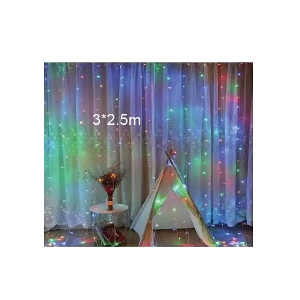 Cascata com 288 LEDs Colorido função cachoeira 3m x 2,5 metros bivolt.